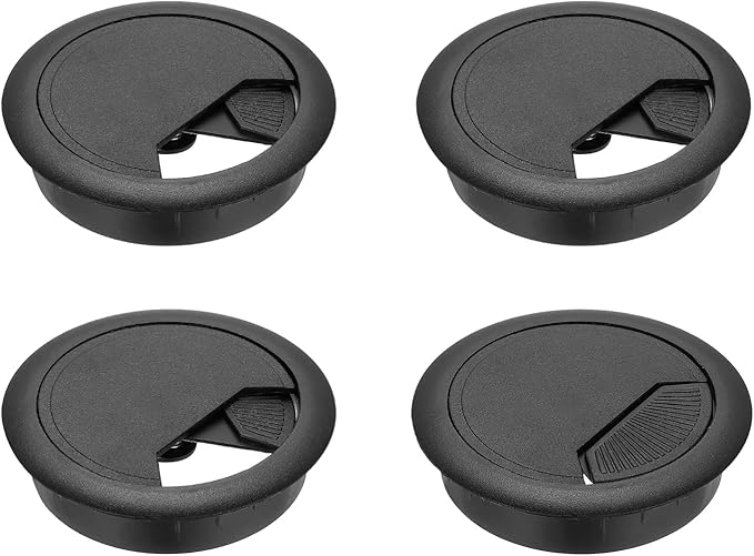 PATIKIL Desk Grommet 2.4", 4 Pcs Plastic Desk Hole Cover Cable Grommet Cord Hole Cover Table Wire Organizer for Home Office Wires Cables Through The Countertop, Black