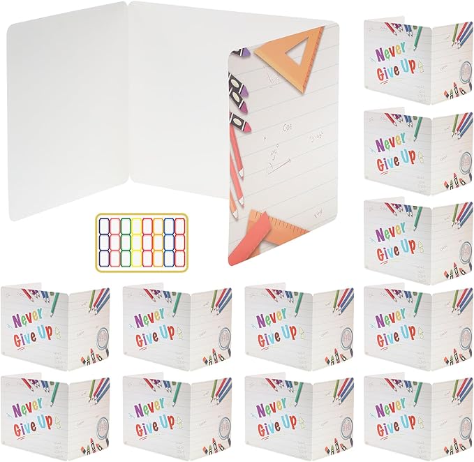 Privacy Folders for Student, 12 Pcs Cardboard Privacy Shield Folder Boards, Desk Dividers for Students, Classroom Divider Shield for School Teachers Home (Never Give Up)