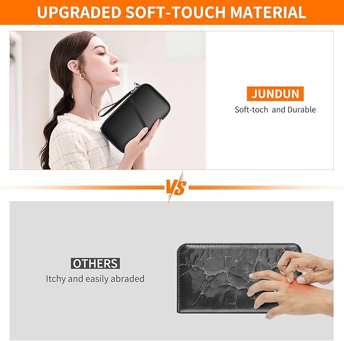 JUNDUN 2500℉ Fireproof Family Passport Holder,RFID Blocking Upgraded Material Fireproof Passport Wallet for 4,Travel Document Organizer Case with Zipper for Passport and Card