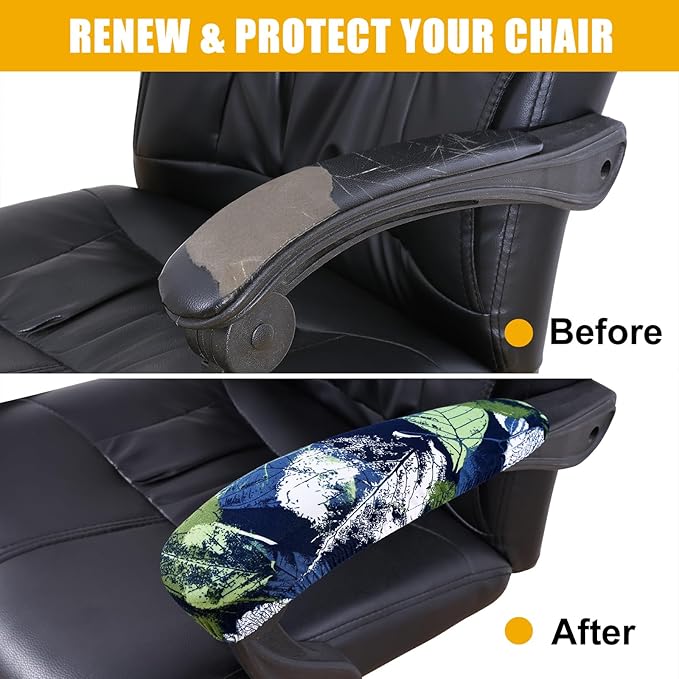Smiry Stretch Printed Office Chair Armrest Covers, 2 Pcs Soft Fit Removable Washable Computer Desk Chair Arm Covers Protector, Deep Green