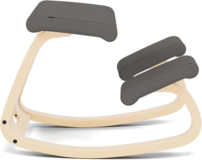 Varier Variable Natural/Grey Ergonomic Office Kneeling Chair for Desk for Desk – Back Pain Relief, Rocking Seat for Home, Study & Posture Support – 10 Year Limited Warranty