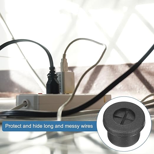 uxcell 6 Pcs Cable Cord Grommet, 1/2 Inch (12mm) Desk Grommet Flexible Rubber Grommets Wire Hole Cover Pass Through for Office Computer Desk Wire Organizer, Black