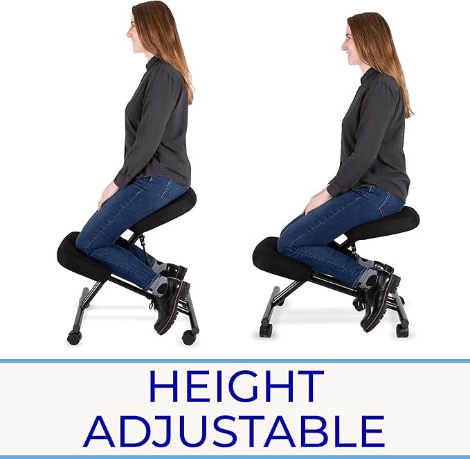 ProErgo Pneumatic Ergonomic Kneeling Chair | Fully Adjustable Mobile Office Seating | Improve Posture to Relieve Neck & Back Pain | Easy Assembly | Use in Home, Office & Classroom