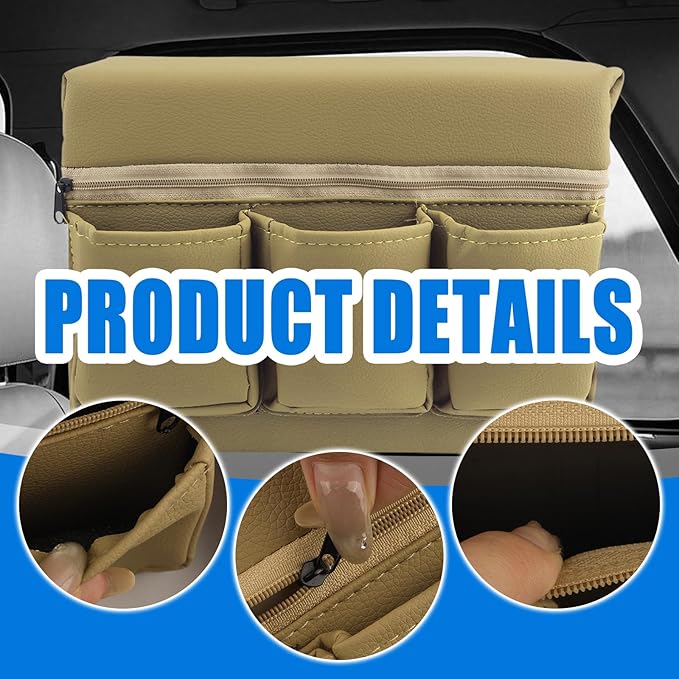Car Armrest Storage Box for Window,Multi-Function Car Window Armrest Organizer with Multiple Storage Pockets,Arm Rest Organizer Cars Windows for Armrests and Increasing Storages (Beige)