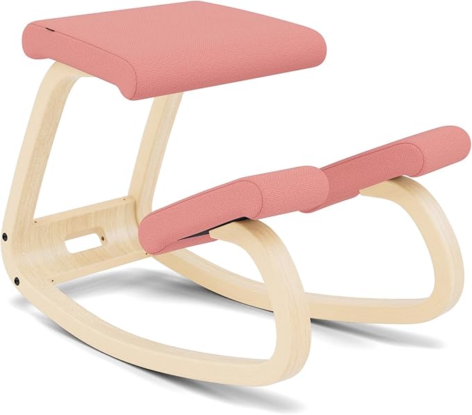 Varier Variable Natural/Pink Ergonomic Office Kneeling Chair for Desk – Back Pain Relief, Rocking Seat for Home, Study & Posture Support – 10 Year Quality Guarantee