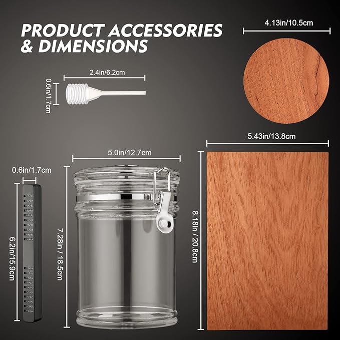 XIFEI Acrylic Humidor Jar with Humidifier and Hygrometer,humidor That can Hold About 18 Cigars (Clear)