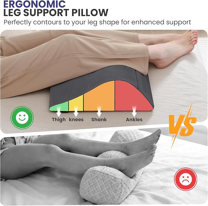 idee-home Recliner Leg Rest Cushion, Recliner Footrest Extender Pillow with Removable Corduroy Cover, 2 in 1 Foldable Ergonomic Foot Pillow Back & Lumbar Support Cushion for Bed Sofa Couch, Dark Grey