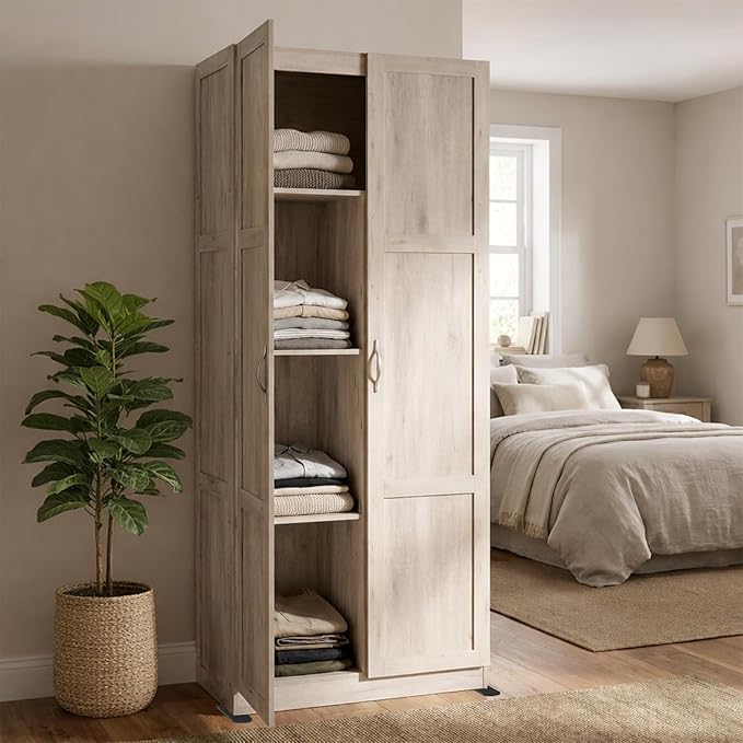 DUMOS Office Storage Cabinet, Large Capacity Organizer, Wooden Bedroom Storage Unit for CD, Blankets and Books, Suitable for Living Rooms, Office and Study Rooms, Wood