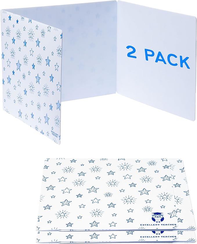 Plastic Privacy Folders for Students — Durable + Erasable — Desk Privacy Panel, Easy-Store Privacy Shields for Student Desks, Testing Dividers for Classroom, Test Dividers for Student Desks (2)