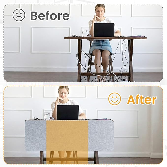 Desk Divider, Clamp On Felt Desk Privacy Panels, Acoustic Sound Absorbing Desk Partition for Office Desk, Reduce Distractions, Light Gray, 1 Pack, 24 x 48 in