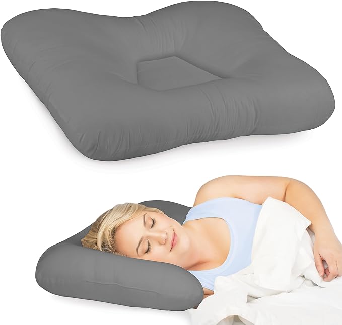 Core Products Tri-Core Cervical Support Pillow –Gentle (Medium Firmness) Orthopedic Neck Pillow for Pain Relief, Back and Side Sleepers – Ergonomic Contour Pillow – Assembled in USA, Petite Size, Gray