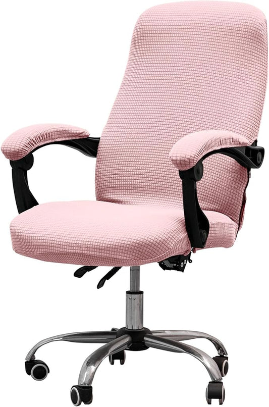 Melaluxe Office Chair Cover with Armrest Covers， Universal Stretch Desk Chair Cover, Computer Chair Slipcovers (Size: L) - Pink