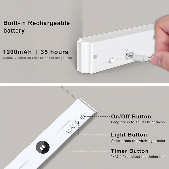 LED Flat Book Light for Reading in Bed, Eye-Caring Books Lights, 3 Color Temperatures & Stepless Dimmable, Portable Flat Panel Lamp Page, USB Rechargeable Night Light for Kids & Adults (White)