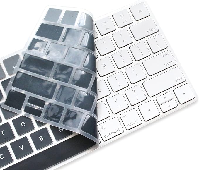 ProElife Ultra Thin Silicone Keyboard Protector Cover Skin for Apple Magic Keyboard & Magic Keyboard 2 (U.S Version, Model: MLA22L/A-A1644, Without Numeric Keypad) (Ombre Gray)