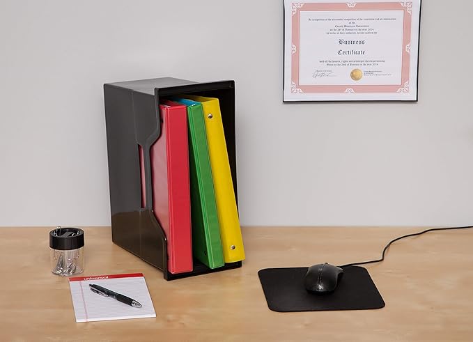 IRIS USA Medium Portable Desktop File Box with Open Lid, 6 Pack, Side Handles, Hanging File Folders, Tabs & Inserts, Letter Size, Magazines, Newspapers, Mail, Books, Notebooks, Black