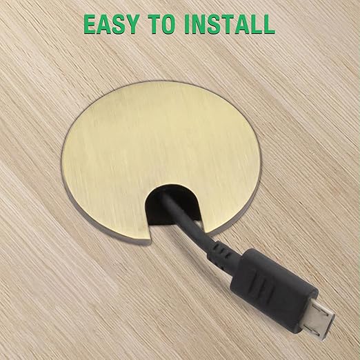 EASYEAH 2 Pcs Desk Grommet 1-3/8" / 35 mm, Desk Cord Hole Cover, Cable Grommet Metal Zinc Alloy Materilal, Desk Hole Grommet for Home & Office Pc, Detachable Cable Cord Organizer-Brushed Silver