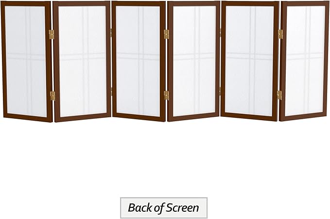 2 ft. Short Desktop Double Cross Shoji Screen - Walnut - 6 Panels