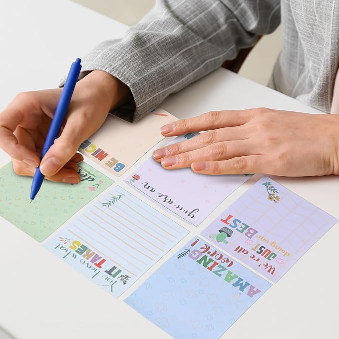 12 Pieces Empowering Sticky Note Pads 3" x 4" Motivational Educator Sticky Notes Inspirational Self Stick Note Pad Funny Sticky Notepad Appreciation Gifts for Teacher Office Student (Kindness)