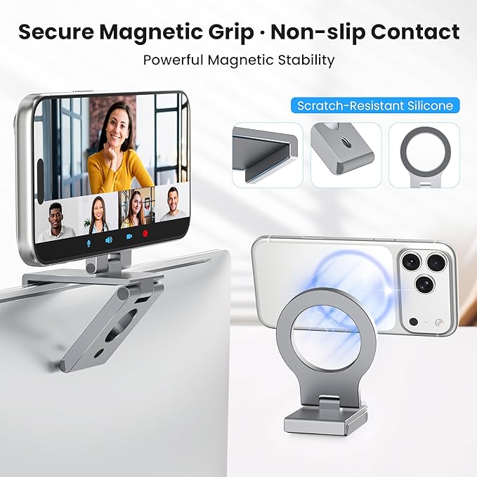 Itramax Continuity Camera Mount for iMac&Desktop Monitor,Magnetic iPhone Webcam Stand,Adjustable Phone Webcam Holder for MagSafe iPhone 17 Pro/16/15/14/13/12/11/XR/XS,Mac,Apple TV 4K,Studio Display