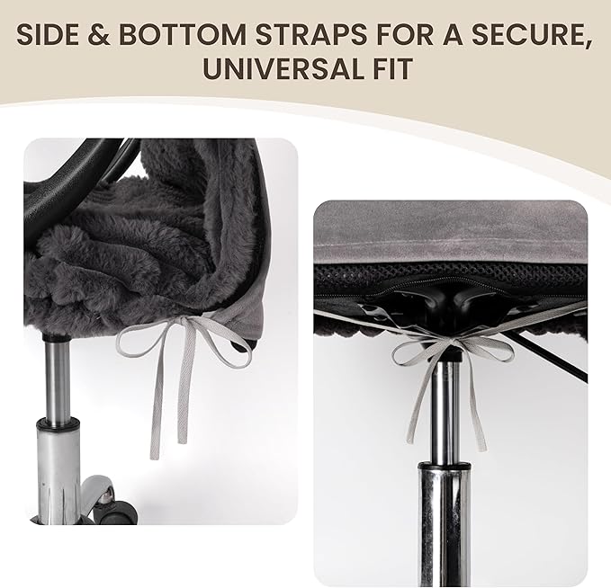 AELS Faux Fur Striped Office Chair Cover, Desk Chair Cover Computer Office Chair Covers - Fits Desk Chair/Armchair, Soft Breathable Fabric - Washable & Removable for Home & Office, Dark Gray