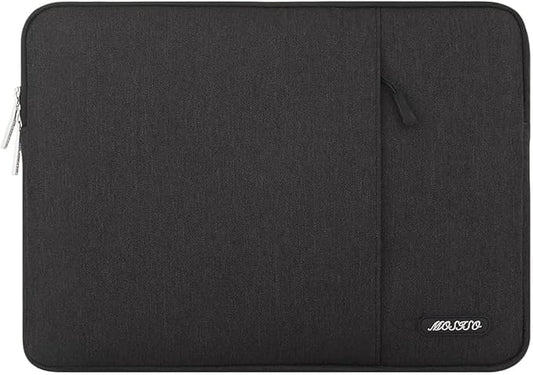 MOSISO Laptop Case 13.3 inch, 13-13.3 inch Laptop Sleeve Compatible with MacBook Air/Pro 13/Pro 14 M5 M4 M3 M2 M1, HP Dell ASUS Lenovo,Polyester Vertical Computer Sleeve Bag with Pocket, Black