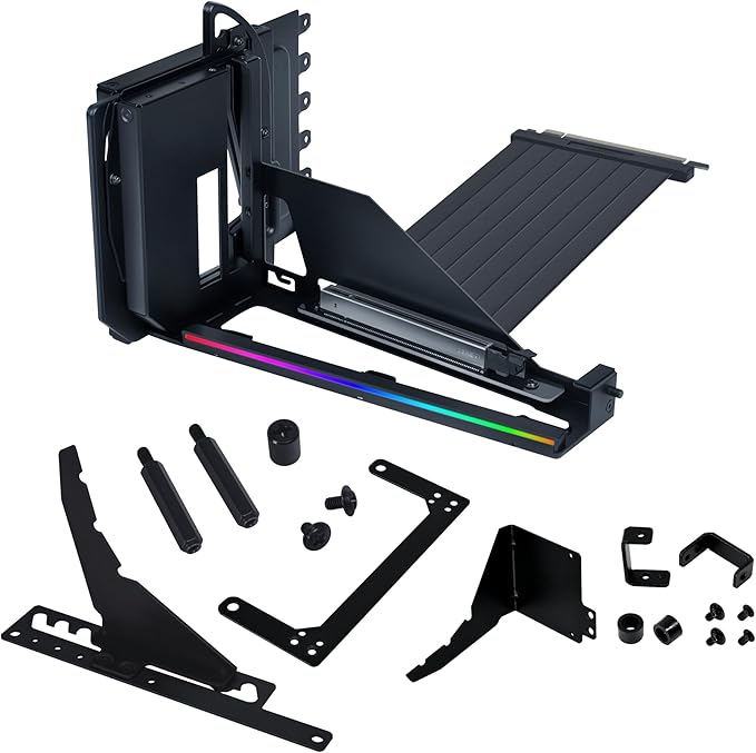 Lian Li ATX PC Case 4 Slots Vertical GPU Kit (VG4v4) - Premium Gen 5 Riser Cable PCI-E 5.0 x16-200mm, PCIe 3.0/4.0 Compatible, Adjustable Position - Fits Most PC Cases (VG4v4 Black)