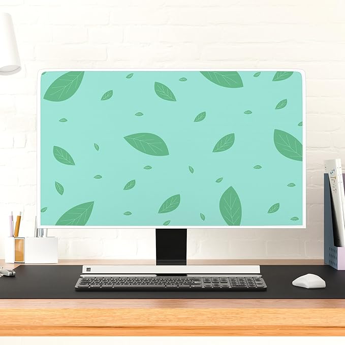 Green Leaves Waterproof Television Covers 32 Inch Decorative Botanical TV Dust Covers Anti-Scratch Anti-Static Protective for LCD LED PC Desktop and Home Hanging TV，Funky Plants