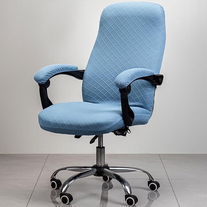 Melaluxe Office Chair Cover with Armrest Covers， Universal Stretch Desk Chair Cover, Computer Chair Slipcovers (Size: L) - Blue