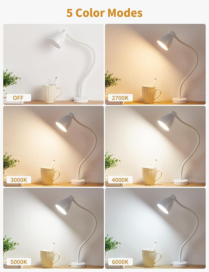 BOHON No Install Bedside Reading Light, Clip-Free Wall Mounted Lamp with 5 Colors & 10 Brightness Levels, Flexible Gooseneck, 30 Min Auto-Off Timer, Bed Lights for Headboard, Bedroom, Dorm (White)