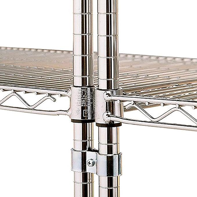 TrueCraftware- 3-1/4" x 7/8" x 1-3/8" Post Clamp Iron Set of 4- Post Clamps to Join Wire Shelving Units for Shelving Unit Steel Wire Rack Storage Shelving Organizer Home Kitchen Restaurants