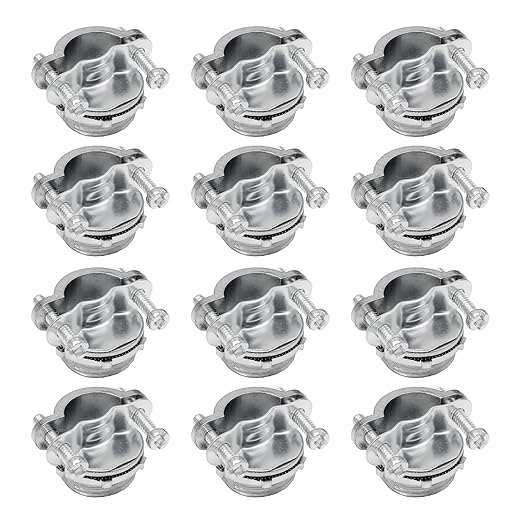 Bonsicoky 12 Pcs 1/2 Inch Clamp Type Cable Connectors - Zinc Alloy Clamp Cable Connector Fittings for Metallic Conduit Protect Electric Wires Electrical Box Cables