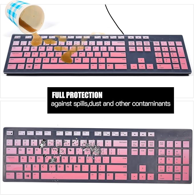 iKammo Keyboard Cover Skins Compatible with Dell KB216 & KM636 Keyboards & Dell Optiplex 5250/3050/3240/5460/7450/7050 & Inspiron AIO 3475/3670/3477 Desktops