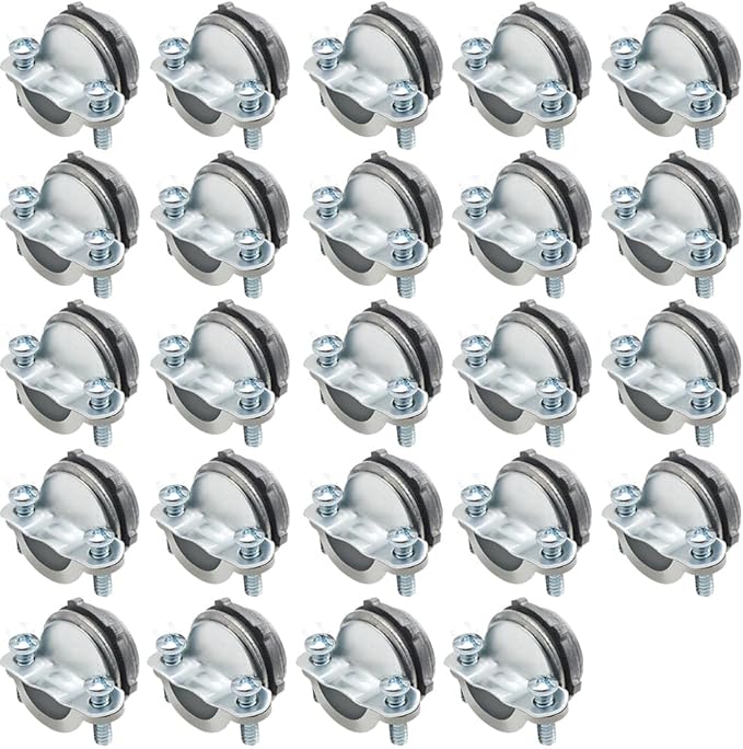 MAKERELE 24-Pack 1/2 Inch Clamp Type Cable Connectors - Zinc Die-cast for Enhanced Durability - UL Listed for Safety - Ideal for and Metallic Conduit Installations