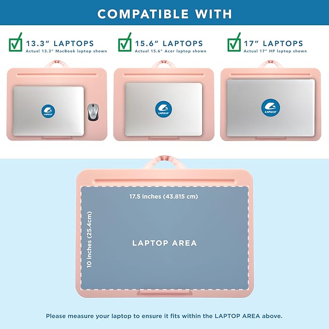 LAPGEAR Original Lap Desk – Fits Up to 17″ Laptops – Rose Quartz – Style No. 45154