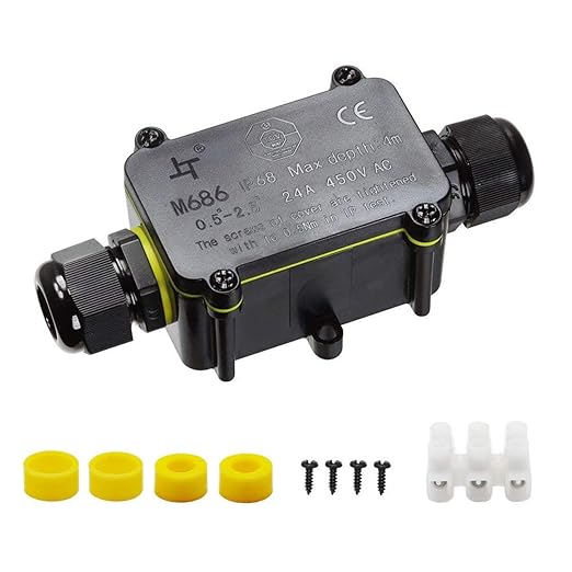 FX Junction Box Waterproof IP68 2 Way Plug Line M20 Coaxial Cable Connector Wire Range 5 to 12mm Outdoor External Electric Power Cord Boxes