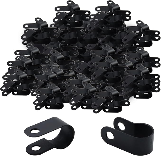 Antrader Nylon Plastic R-Type Cable Clamps,3/8" Clamps Fasteners Assortment for Cable Conduit,with Screws,200Pcs