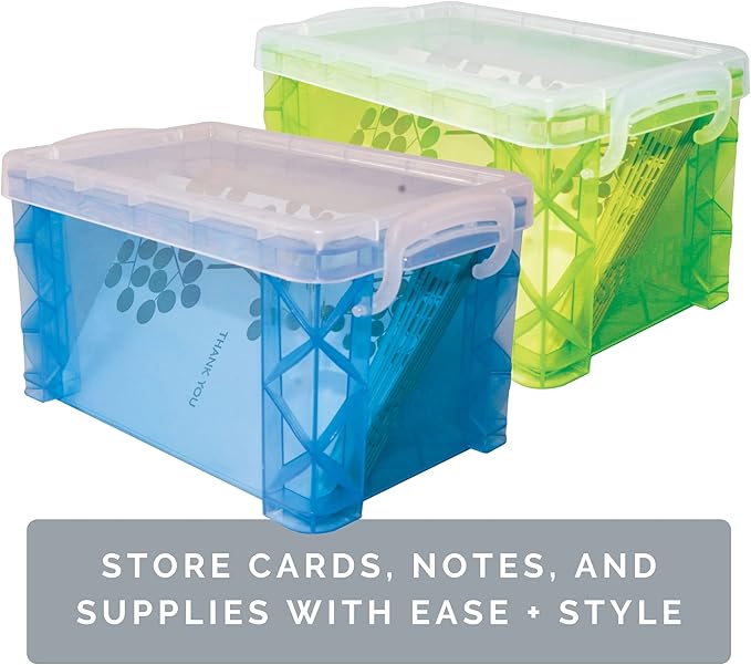 Super Stacker Index Card Box, 3 x 5 Inch Index Cards File Box, Note Holder, Index Card Holder, Photo Boxes Storage, Perfect for 3x5 Index Cards, Recipe Box Holder, Assorted Colors, 1 Count (Pack of 2)