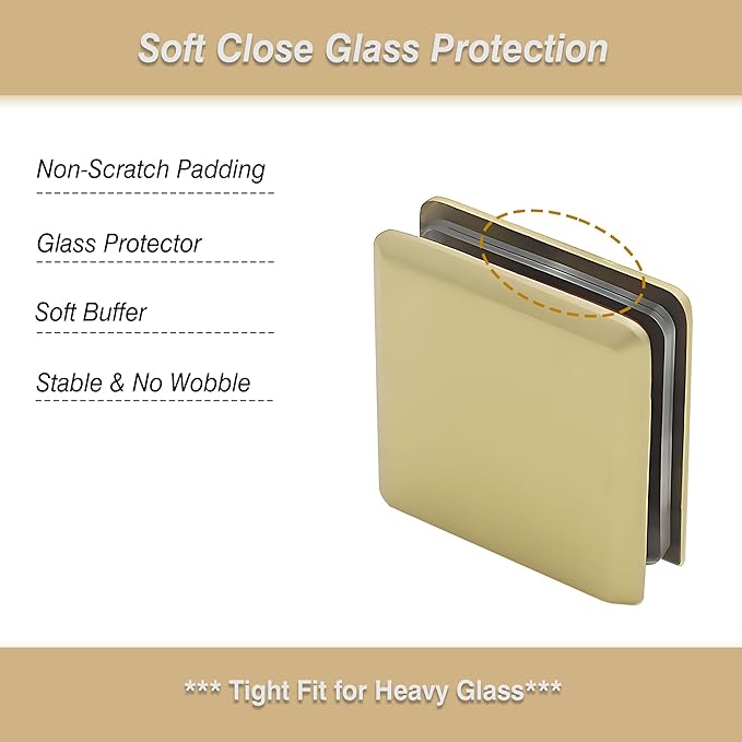 Glass Clamp for Frameless Shower Door, Solid Brass Materials, for 5/16" to 1/2" (8-12mm) Glass, Wall or Floor Mount Fixed Clips Hardware Kit, Gold Finish
