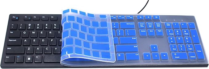 Keyboard Cover Compatible for Dell KM636 KB216 Keyboard, Dell Optiplex 5250 3050 3240 5460 7450 7050, Dell Inspiron AIO 3475 3670 3477, Dell Inspiron 27 7000 7700 7790 All-in-One Keyboard (Blue)