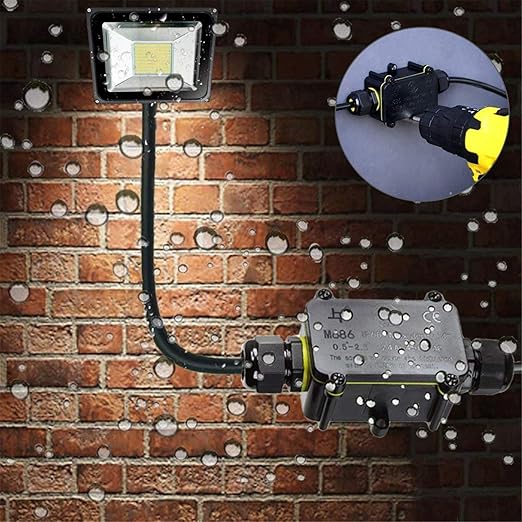 FX Junction Box Waterproof IP68 2 Way Plug Line M20 Coaxial Cable Connector Wire Range 5 to 12mm Outdoor External Electric Power Cord Boxes