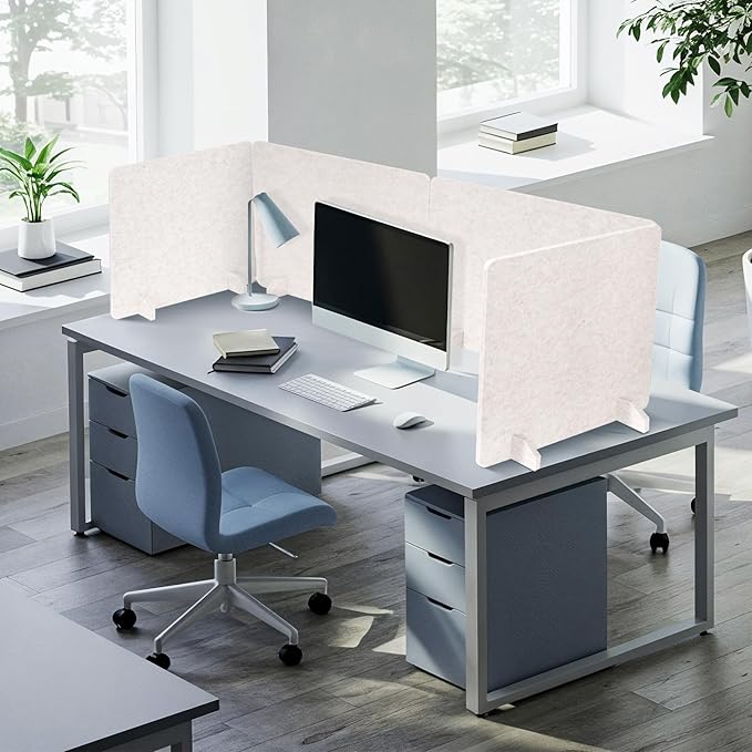 DOLLAR BOSS 2PCS Acoustic Desk Dividers 24" x 20", Soundproof Freestanding Privacy Panels for Table, Noise Reducing Desktop Partition for Office, Home, Classroom, Study Area with 20 Pushpins,Beige
