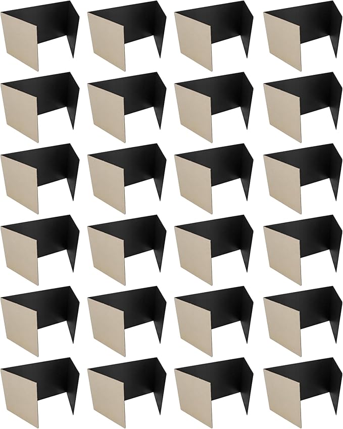 Flipside Products 12”x 48” Black Study Carrel, Privacy Boards, Student Privacy and Focus Booth for The Classroom, Desk Divider Cubby for Tests, Made in USA - 24 Pack