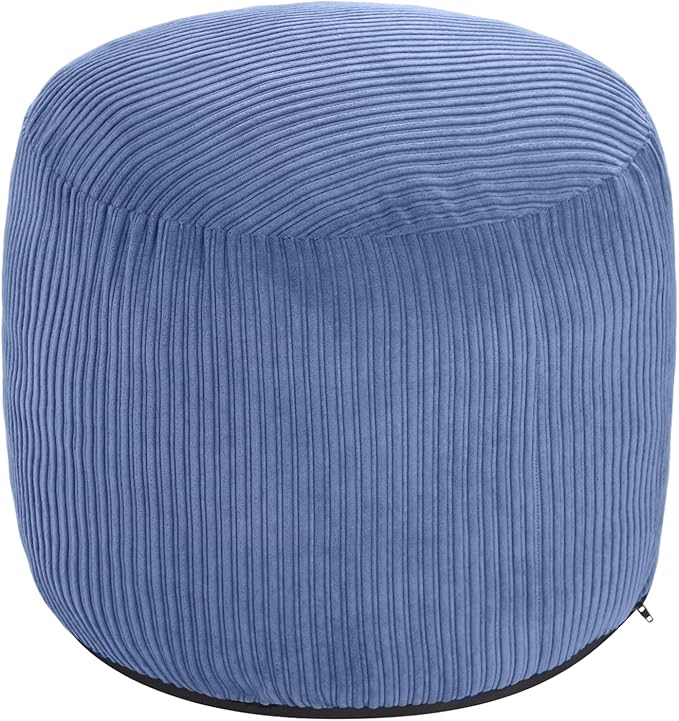 WSOFRLAC Pouf Ottoman Foot Stools Ottoman with Foam Small Corduroy Ottomans for Living Room Ottomans Pouf 20x15 Floor Poufs Foot Rest for Office Chair Blue Foot Stool Small