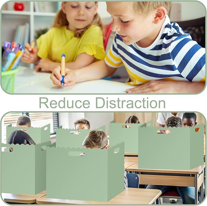 FYSUIMU 24Pcs Student Desk Privacy Boards Sage Green Classroom Desk Divider Shield Privacy Panel Folders Screen Partition for School Teacher Student Test Supplies