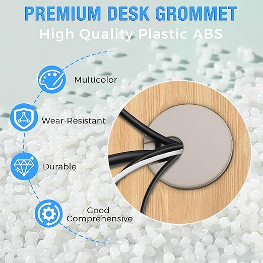 Desk Grommet 2" (50 mm), Desk Cord Hole Cover, Cable Grommet ABS Plastic, Desk Hole Grommet for Office and Home Table Cable, Detachable Cable Cord Organizer (Black 4 Pcs)