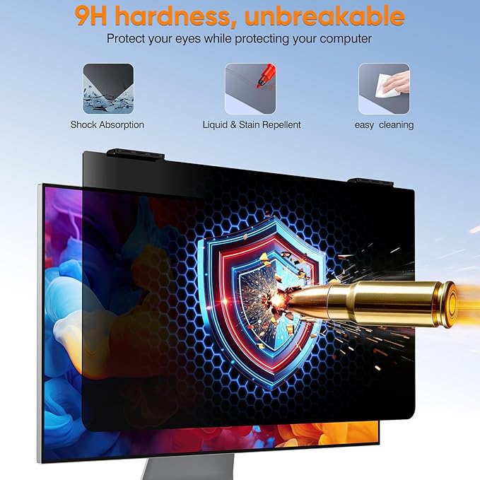 Privacy Screen for Computer Monitor 32 Inch, Anti-Blue Light Screen Protector for Eye Health, Hanging Type, Computer Screen Privacy Shield for Desktop Monitor, Suitable for Office or Home Use