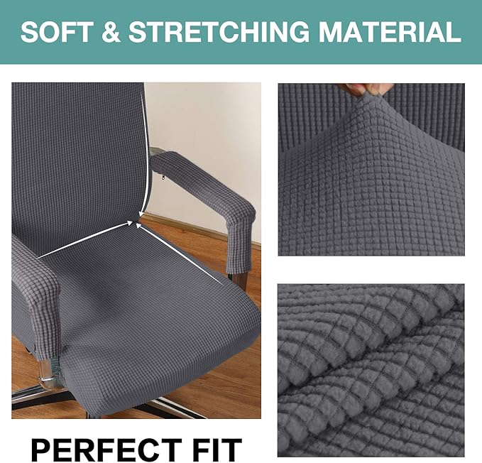 Turquoize Office Chair Cover - Stretch Computer Chair Cover with Arms, Universal Removable Rotating Slipcover for Dogs, Cats & Pets, Gray