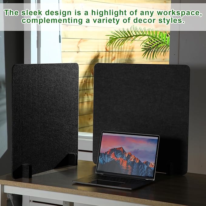 Kisston 12 Pack Desk Privacy Panel 24 x 24'' Acoustic Desk Divider Stand up Freestanding Privacy Panel Noise Visual Distraction Reducing Table Divider Office Student Cubicle Reception Area(Dark Gray)