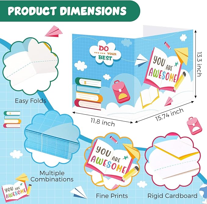 36 Pcs Desk Dividers Privacy Boards for Student Classroom Privacy Folders for Student Desks Study Carrels Reduces Distractions for School Tests, 15.76 x 13.3 x 11.8 inches(You are Awesome)