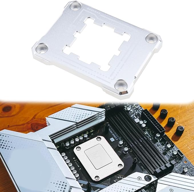 AM5 CPU Holder AM5 Anti-Bending Contact Frame with 4Pcs Screws & 1x Screwdriver Corrective Anti-Bending Fixing Frame 75x56mm/ 2.95x2.2in Silver